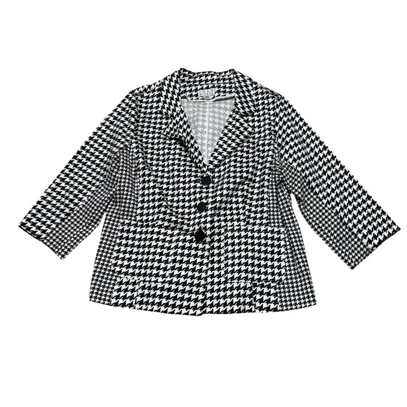 Joan Rivers Jackets & Blazers - Joan Rivers Classic Houndstooth Black And‎ White Blazer Coat Size 18W